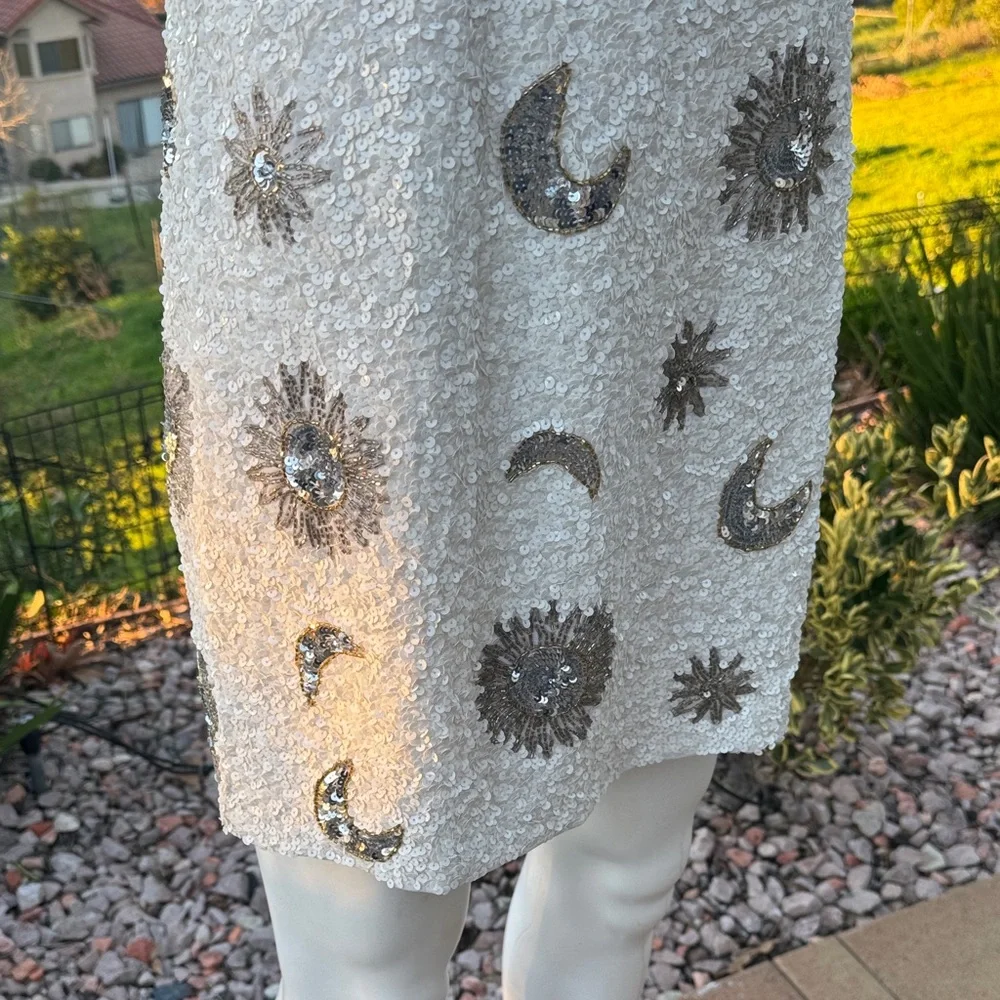 Show Me Your Mumu Let's Go Mini Dress in the White Celestial Sequins - Picture 6 of 11